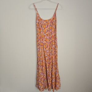 Orange & Pink Midi Floral Dress Size Large
